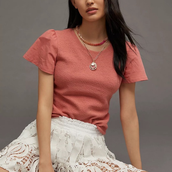 Anthropologie Lace-Up Flutter Top - Picture 4 of 7